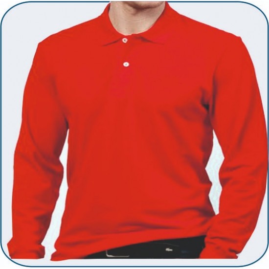 Bay Polo Yaka Uzun Kol Kırmızı Tshirt