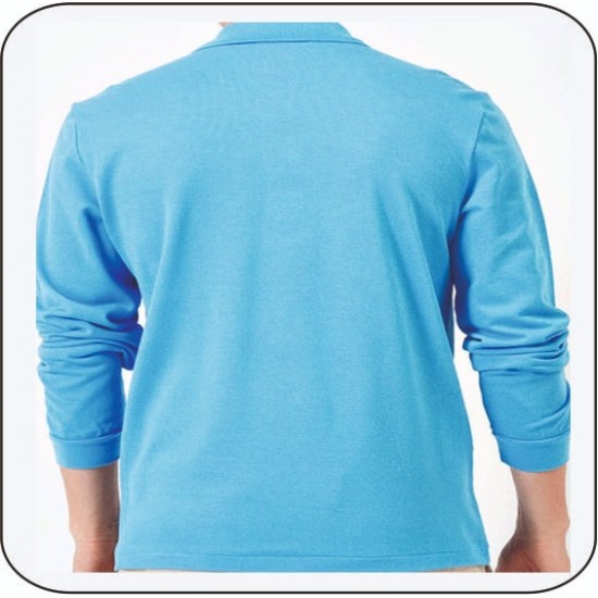 Bay Polo Yaka Uzun Kol Mavi Tshirt
