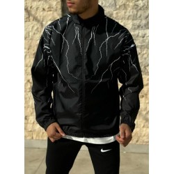 Unisex  Fermuarlı Siyah Yağmurluk