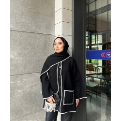 Atkılı Triko Era Ceket Siyah